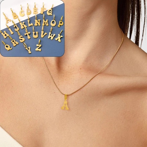 Alphabet Initial Letter Pendants Minimalist Stainless Steel Bubble Pendant Necklace For DIY Jewelry Making Fashion