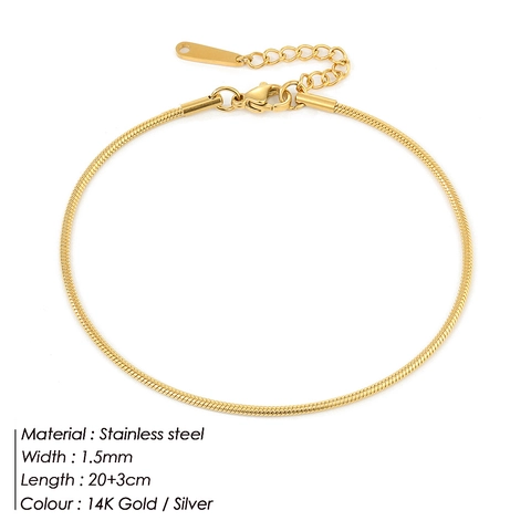 Minimalist Stainless Steel Snake Chain Anklet For Women Gold Silver Plated Adjustable Summer Beach Jewelry Foot Ankle Chain Gift