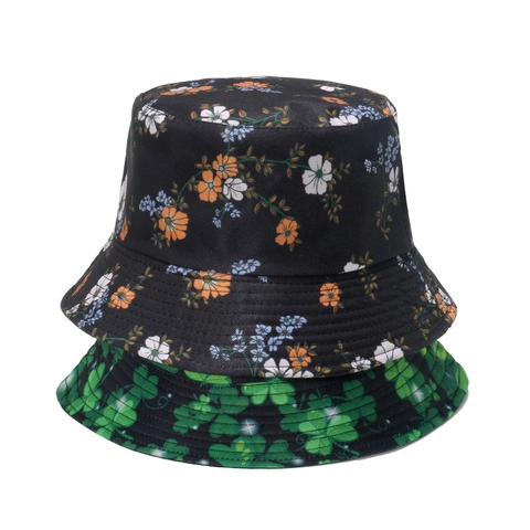 Polyester Bucket Hat Sun Protection Summer Beach Outdoor Floral Tropical Print For Women