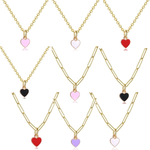 Herz Anhänger Halskette Edelstahl Emaille Büroklammer O Kette Minimalistischer Schmuck Für Frauen Mädchen Geschenk