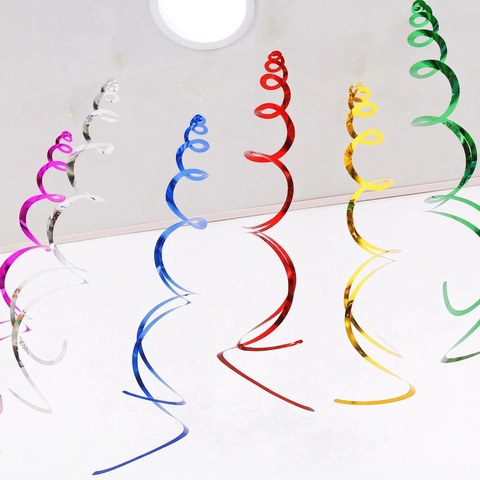 Hanging Swirl Decorations Metallic PVC Spiral Streamers For Birthday Party Christmas Wedding Event Ceiling Decor