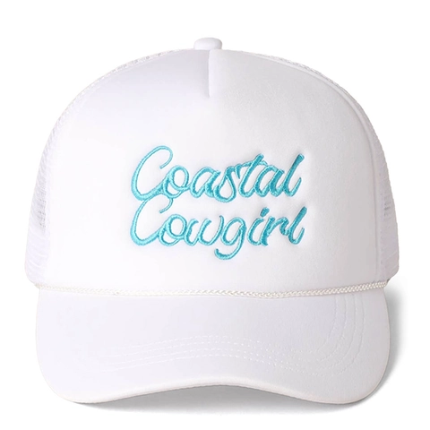 Coastal Cowgirl Embroidered Trucker Hat Mesh Back Adjustable Foam Front Retro Outdoor Sun Cap