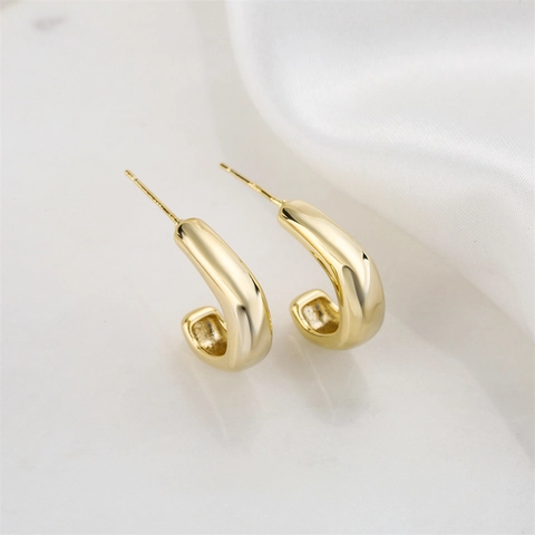 Minimalist Geometric Hoop Earrings With 14K Gold Plated Copper And 925 Sterling Silver Earring Post For Women Fashion