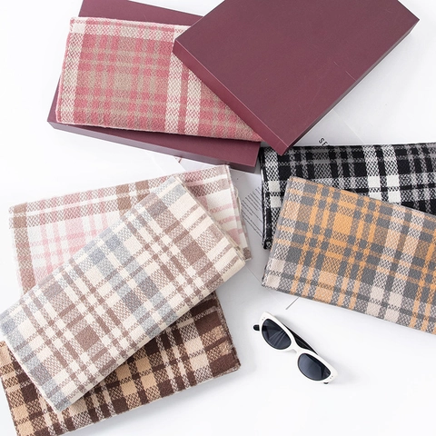 Britse Stijl Ruit Sjaal Voor Dames Heren Lang Warm Winter Sjaal Met Kwastjes Zacht Polyester Bedrukt Pashmina Omslagdoek