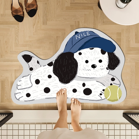 Cartoon Animal Shaped Bathroom Mat Diatomite PVC Absorbent Anti-Slip Quick Dry Floor Rug Home Entrance Decoration