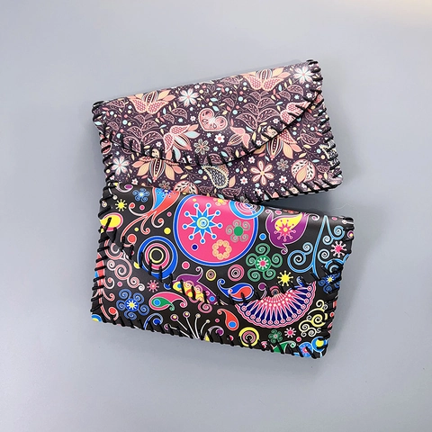 Women Ethnic Crossbody Phone Bag PU Leather Bohemian Mandala Print Hand Sewn Whipstitch Adjustable Strap Travel Casual