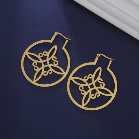 304 Edelstahl Hexenknoten Hohl Creolen Für Damen Gold Silber S-Form Keltischer Knoten Schmuck Mit Brisur