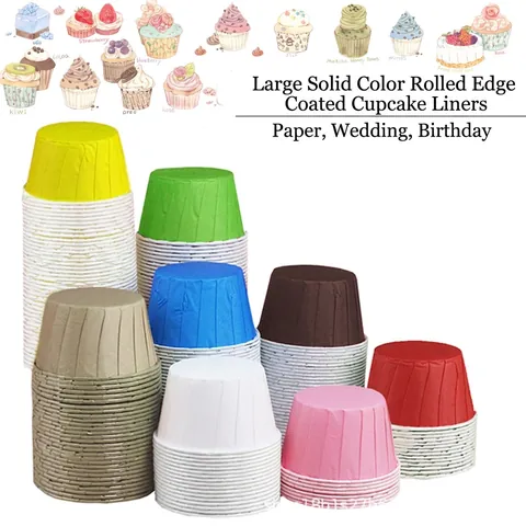 Pirottini Per Cupcake Stampi Per Cottura Carta Laminata Resistente Al Calore Antigrasso Bordo Arrotolato Muffin Matrimonio Compleanno Festa Tinta Unita