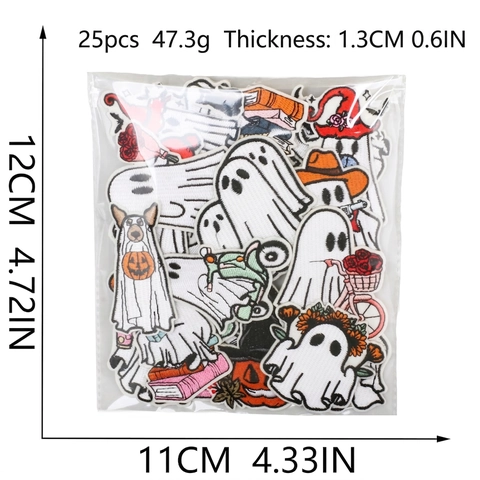 Halloween Fantasma Ricamo Toppe Cartone Animato Termoadesive Cucire Applique Ricamate Per Vestiti DIY Decorazione Novità