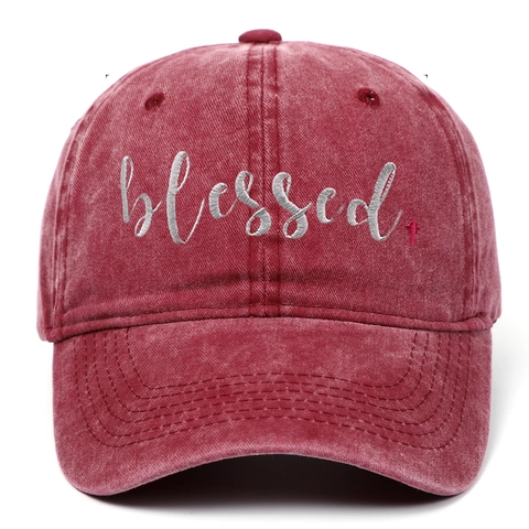Casquette De Baseball Brodée Blessed Coton Lavé Vintage Distressed Chapeau De Soleil Pour Loisirs Plein Air Hommes Femmes