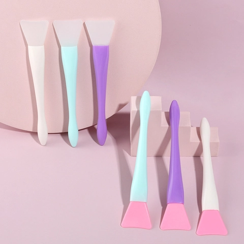 Silicone Face Mask Brush Soft Flexible Skin Care Applicator Tool For Mud Mask Cream Lotion Pink Purple White Handle