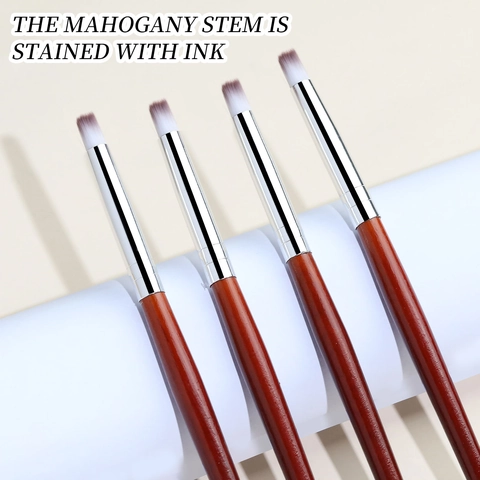 Pincel Para Uñas Ombre Angulado Para Degradados Mango De Madera De Caoba Tubo Metálico Fibras Sintéticas Profesional