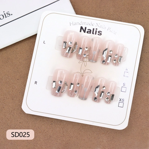 Handgefertigte Aufklebbare Nägel Strass Glitzer Ballettform Nude Rosa Glänzend ABS Elegante Modeaccessoires Damen
