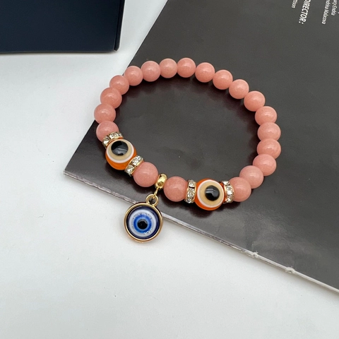 Evil Eye Beaded Bracelet Natural Stone Luminous Glow In The Dark Elastic Amulet Ethnic Style Jewelry For Women