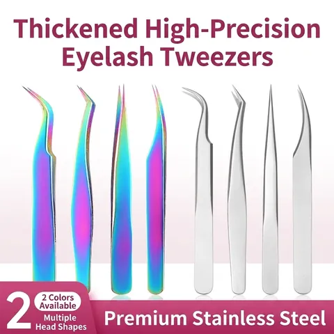 Wimperverlenging Pincet Roestvrij Staal Regenboog Titanium Coating Spiegelafwerking Precisie Make-Up Gereedschap
