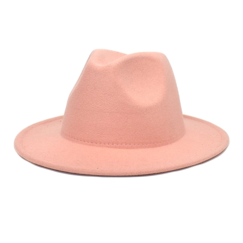 Chapeau Fedora Vintage Couleur Unie Large Bord En Feutre De Laine Casquette Jazz Pour Femmes Hommes Mode Hiver Accessoires