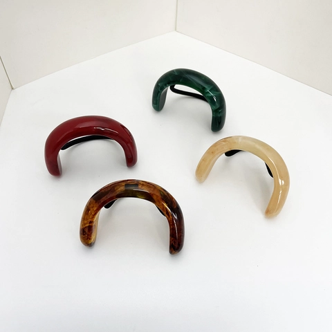 Coletero de Resina Vintage en Forma de U para Mujer Patrón de Mármol Retro Banda de Pelo Elástica Geométrica Accesorios de Moda