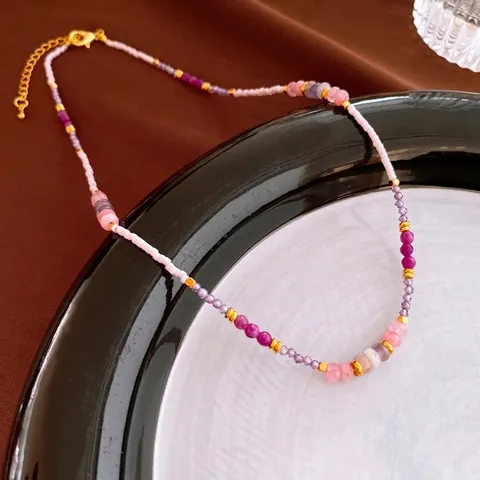 Collier En Perles De Pierre Naturelle Vintage Luxe Style Ethnique Bijoux Faits Main Pour Femmes