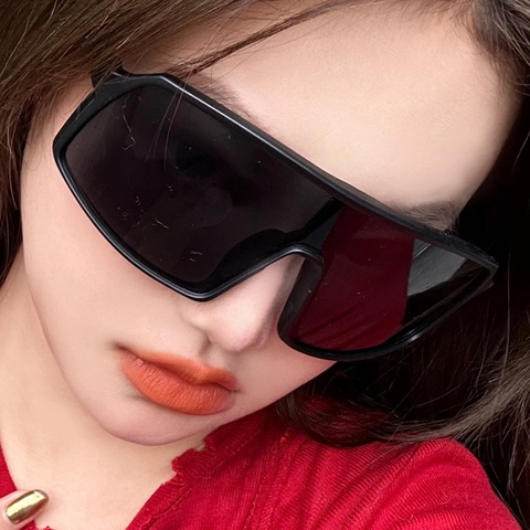 Gafas De Sol Deportivas De Gran Tamaño Lente Escudo Integrada UV400 Resistentes Al Viento Ciclismo Correr Moda Unisex PC
