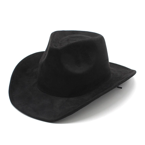 Classic Western Cowboy Hat Suede Polyester Wide Brim Adjustable Vintage Fedora For Men Women Outdoor Fashion Accessory