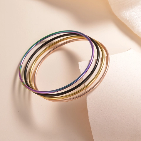 Minimalistischer Edelstahl Armreif Für Frauen Dünner Draht Hochglanzpoliert Glatt Modeschmuck Geschenk