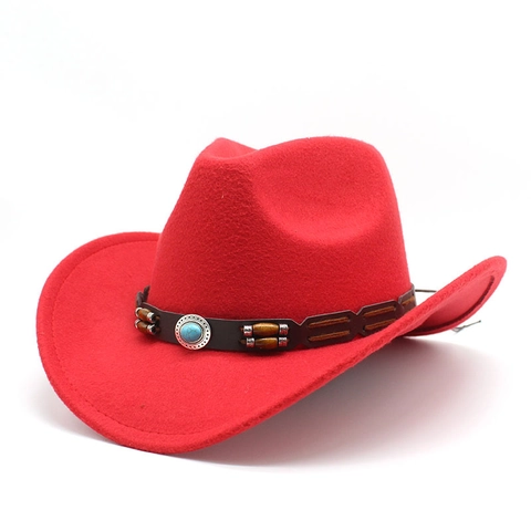 Cappello Fedora Da Cowboy Western Feltro Di Lana Tesa Larga Vintage Perla Turchese Cinturino Cuoio Uomo Donna