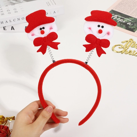 Diadema De Navidad Accesorios De Fiesta Dibujos Animados Papá Noel Muñeco De Nieve Reno Oso Con Resorte Plástico Peluche Tela