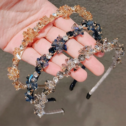 Luxury Baroque Crystal Beaded Headband Handmade Rhinestone Hair Band French Retro Wedding Party For Women