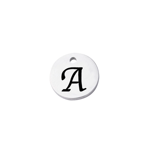 Pendentif Lettre Alphabet Acier Inoxydable Poli Miroir Charme Rond Pour Fabrication De Bijoux DIY Colliers Bracelet