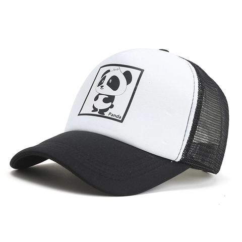 Cute Cartoon Panda Printed Trucker Hat Breathable Mesh Baseball Cap For Men Women Adjustable Outdoor Sun Shade Snapback Hat
