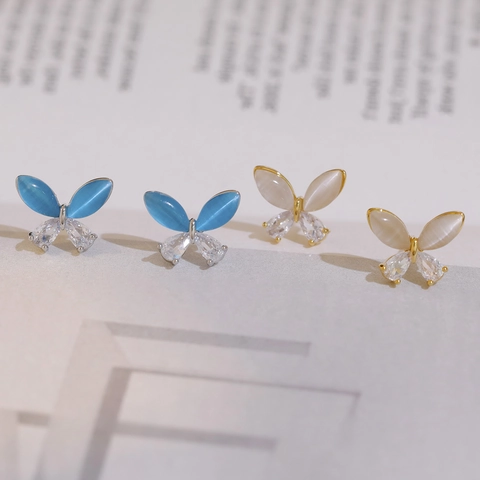 Schmetterling Ohrstecker Mit Katzenauge Zirkon Und 925 Sterling Silber Ohrstecker Elegant Zierlich Für Damen