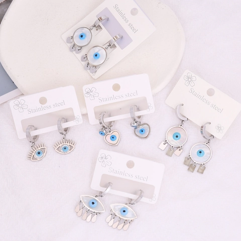 Böser Blick Hängeohrringe Edelstahl Böhmisch Quaste Drop Schmuck Für Frauen Mode Trendy Ethnischen Stil
