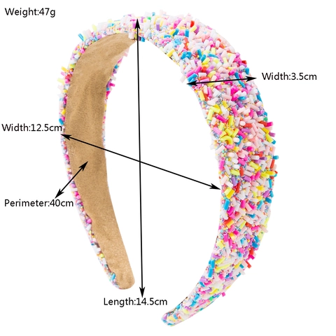 Dopamine Rainbow Sprinkle Wide Headband Fashion Colorful Sugar Sprinkle Hair Band Suede Anti-Slip Lining Women Accessories