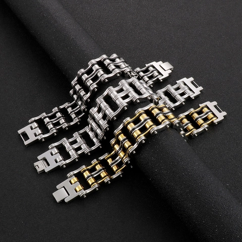 Pulsera Para Hombre De Acero Inoxidable 316L Estilo Cadena De Moto Industrial Pesado Eslabones Mecánicos Joyería Biker