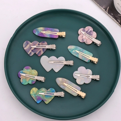 Pinzas Para El Pelo De Acetato Forma Corazón Flor Degradado Colorido Estilo Dulce Para Mujeres Niñas
