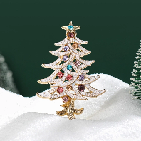Spilla Albero Di Natale Lega Smalto Strass Colorati Gioielli Per Feste Regalo Per Donne
