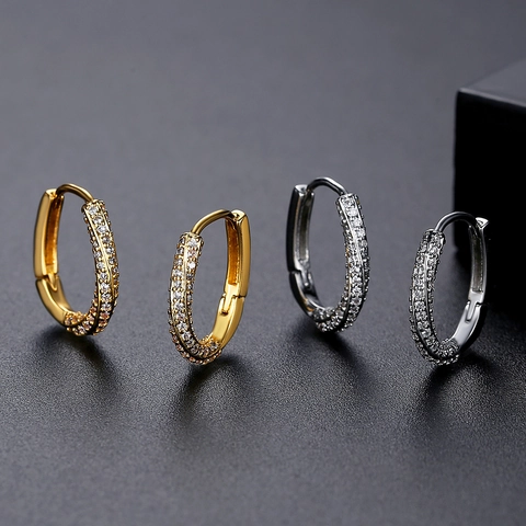 Pendientes De Aro De Moda Geométricos Forma O Cobre Calidad Circón Micro-Pavé Joyas Chapadas En Oro Para Mujeres