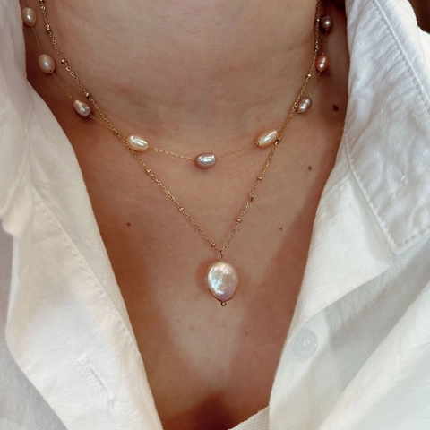 Collana Di Künstliche Perle Naturali Barocche Da Donna Fatta A Mano Acciaio Inossidabile Placcato Oro Catena Di Clavicola Gioielli Eleganti
