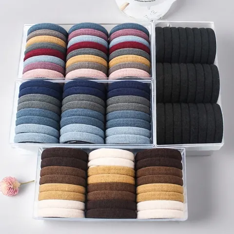 Elastic Hair Ties Seamless Flocked Solid Color Ponytail Holders Minimalist Style For Women Girls