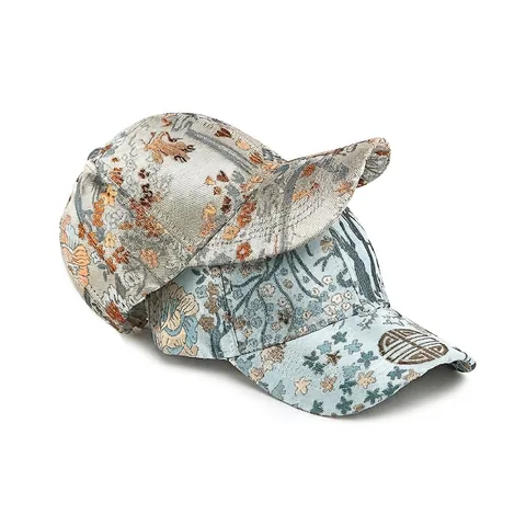 Embroidered Baseball Cap Polyester Jacquard Fabric Sun Protection Ethnic Style Hard Top Adjustable Hat For Men Women