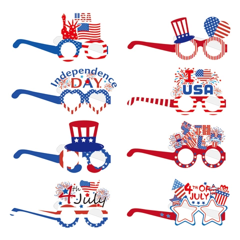 Festive Party Paper Glasses Independence Day Halloween Christmas Styles Novelty Photo Booth Props Holiday Party Supplies