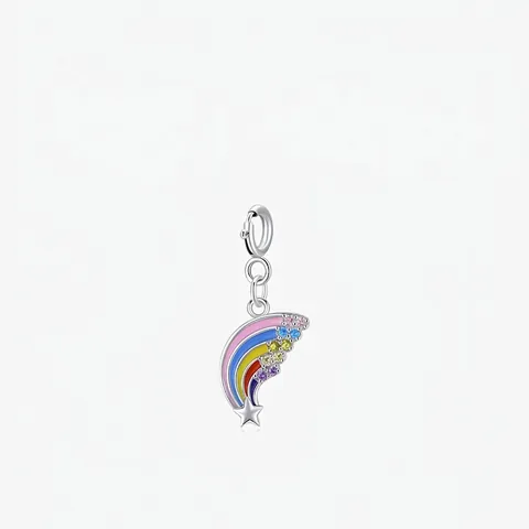 Pendente Charm Stella Arcobaleno Argento Sterling 925 Smalto Colorato Zirconia Gioielli DIY Per Donne Collana Bracciale