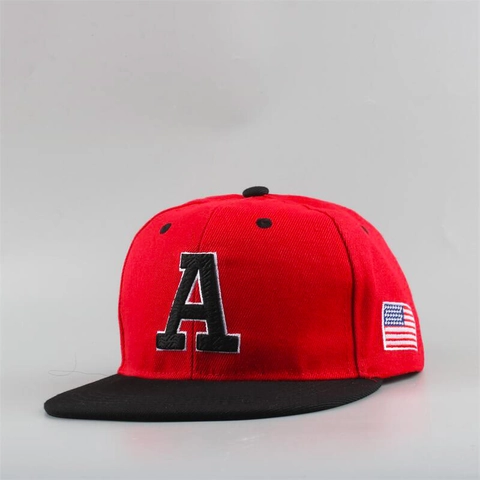 Ανδρικό Καπέλο Μπέιζμπολ Snapback Με Κέντημα Γράμμα Α Και Έμβλημα Σημαίας ΗΠΑ Επίπεδο Γείσο Χιπ Χοπ Αθλητικό Καπέλο