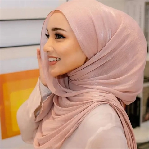 Einfarbiger Satin Hidschab Langer Schal Glänzend Weicher Polyester Modischer Wickelschal Für Damen