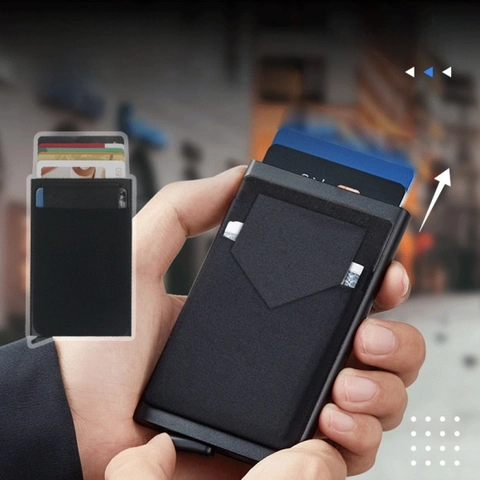 RFID Card Holder Aluminum Alloy Pop Out Slim Metal Wallet Anti Degaussing Minimalist Multi Card Slot