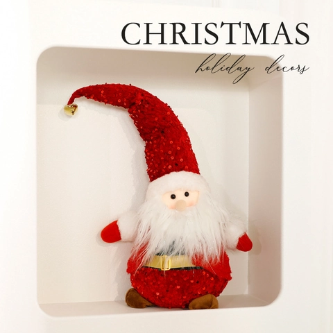 Muñeca De Peluche De Navidad Con Lentejuelas Papá Noel Muñeco De Nieve Reno Figura Con Campana Decoración