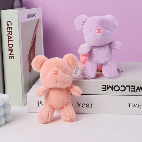 Cute Plush Teddy Bear Keychain Candy Color Soft Stuffed Animal Bag Pendant Backpack Decoration Gift For Girls Kawaii