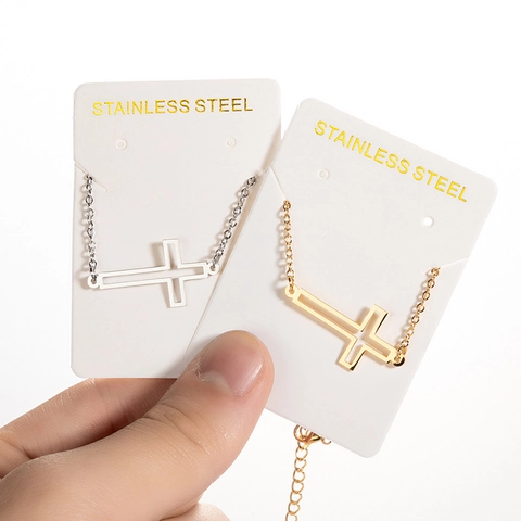Fashion Stainless Steel Cross Pendant Bracelet For Women Men Minimalist Gold Silver Hollow Geometric Religious Jewelry Adjustable Link Chain Bracelet