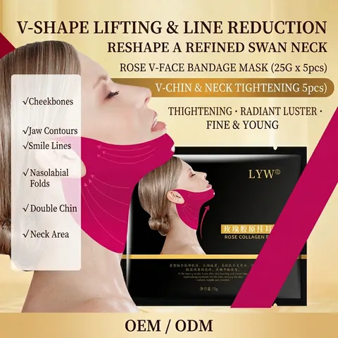 Rose Collagen V-Line Lifting Mask Ear-hook Tightening Firming Face Mask For Women V-Shaped Chin Neck Lifting Skin Care
