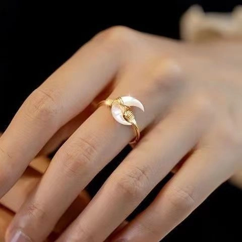 Crescent Moon Butterfly Snake Star Adjustable Copper Ring With Cubic Zirconia Moonstone Light Luxury Fashion Jewelry Women